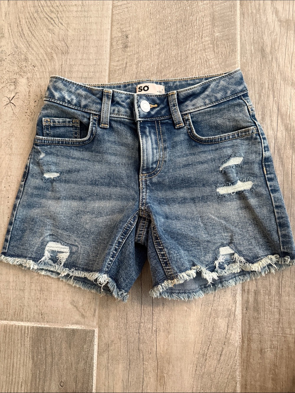 SO Distressed Light Blue Denim Cutoff Shorts